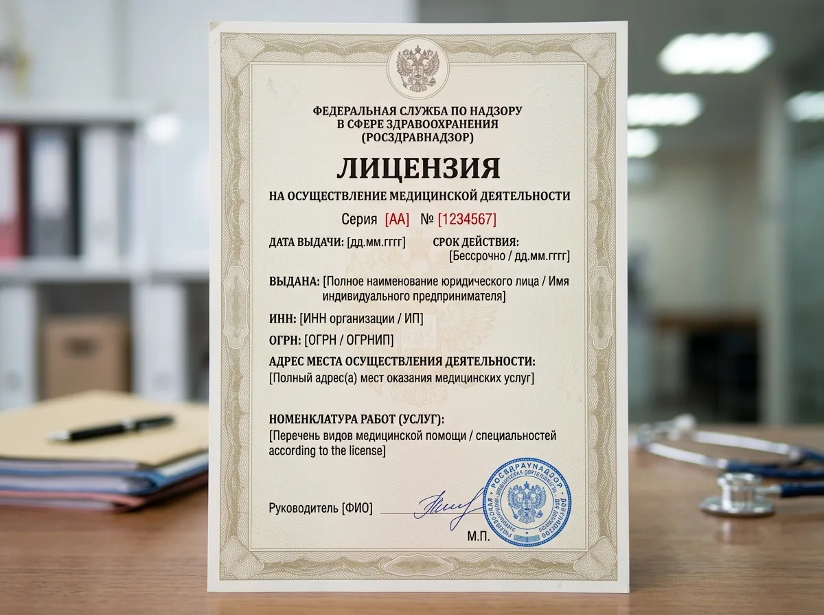 Изображение лицензии Росздравнадзора на медицинскую деятельность — плейсхолдер